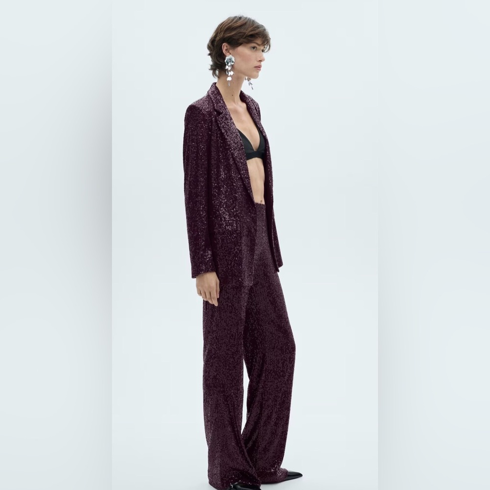 Mango Sequin Co-ord Blazer/Trouser Suit “Wine”
